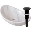 Novatto Carrera White Marble Slipper Vessel Sink and Matte Black Umbrella Drain NOSV-CWSMB